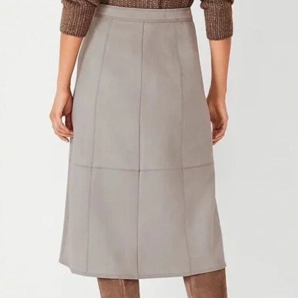 Rarely Worn Ann Taylor Suede A-Line Midi Skirt - Picture 2 of 7